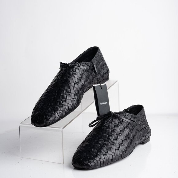 Massimo Dutti Shoes - Massimo Dutti Womens Ballerina Braid Leather Woven Flats Black US 7.5 EU 38 New